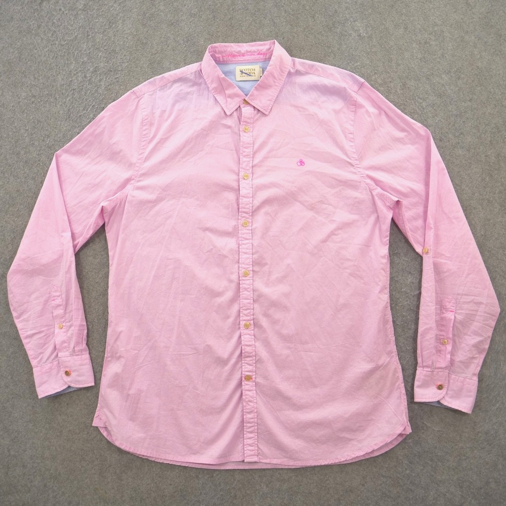 Scotch Soda Shirt Mens 2XL XXL Pink Button Up Long Sleeve Slim Casual
